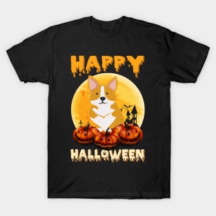 Corgi Scary Pumpkin Moon Halloween Costume T-Shirt